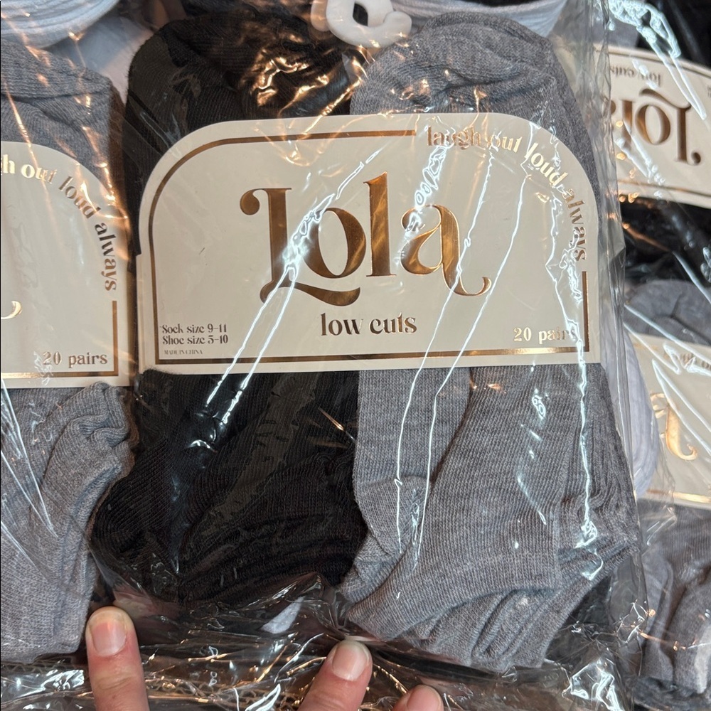 Lola Casual Black and Gray Low Cut Socks - 20 Pack